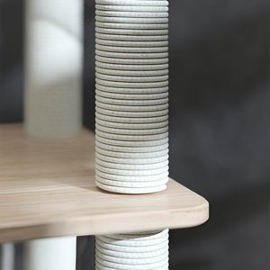 Bingkai panjat kayu mewah & Treadmill kayu Solid pohon kucing dengan goresan & roda latihan, stasiun bermain dalam ruangan tertinggi - Product Image 3