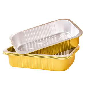 OEM Logo Disposable Gold Aluminium Foil <strong>Containers</strong> <strong>with</strong> <strong>Lids</strong> Take Out <strong>Rectangular</strong> Boxss tin boxes supplier - Product Image 1