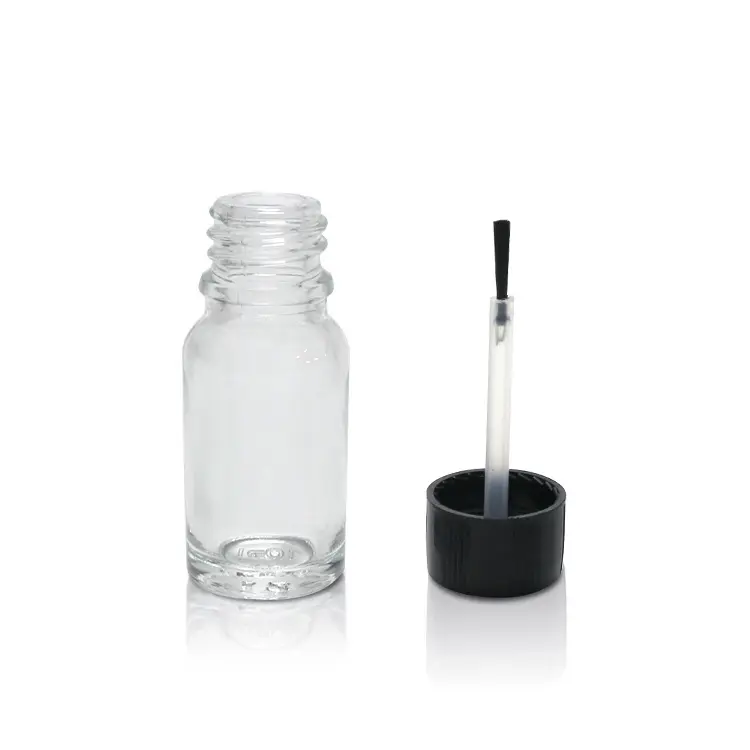 Fabricantes al por mayor botella de vidrio cosmética 10-100mL botella de aceite esencial ámbar pegamento líquido botella de esmalte de uñas con tapa de cepillo