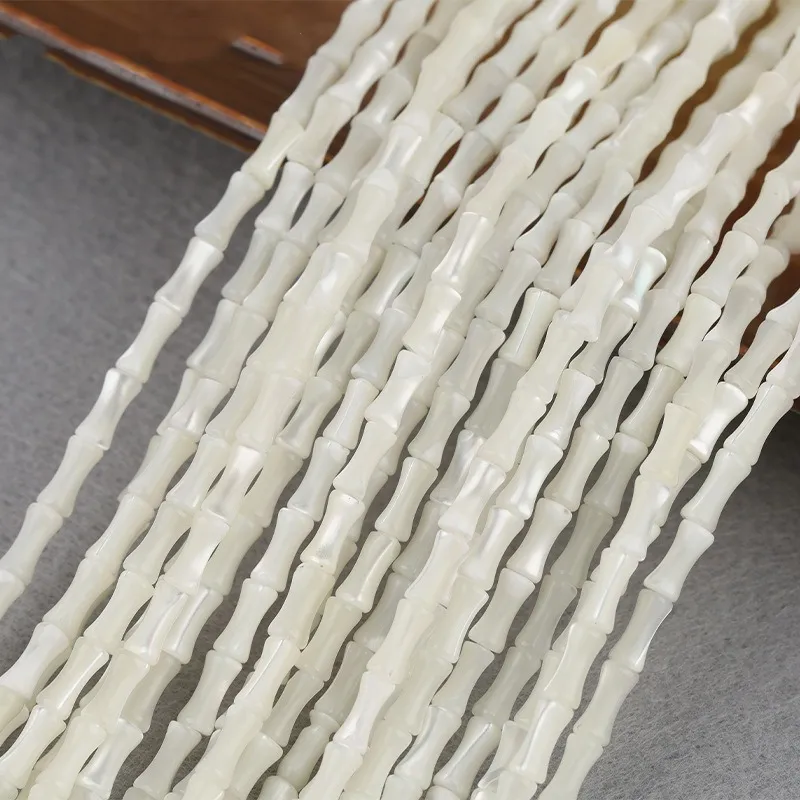 Venta al por mayor forma de bambú natural blanco mar Shell cuentas collar Material Diy pendientes collar Accesorios
