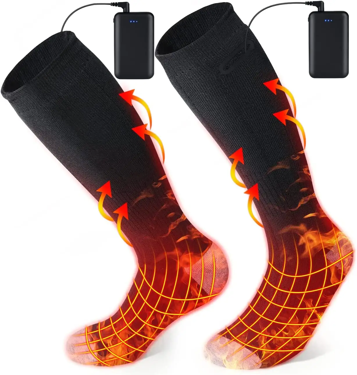 Calcetines térmicos y eléctricos para hombre y mujer, calcetines térmicos con batería recargable, 3 Ajustes de calor, para invierno, para esquiar