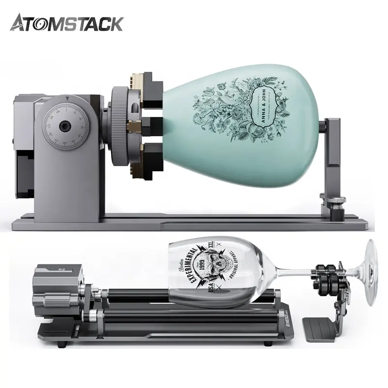 Atomstack Maker R1Pro Dispositivo giratorio de rodillo de abrazadera giratoria multifuncional Máquina de grabado láser Máquina de grabado de anillo