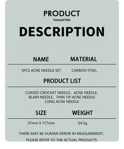Chất Lượng Cao Thép Trên Khuôn Mặt Mụn Tại Chỗ Comedone Vắt 5Pcs Mụn Đầu Đen Loại Bỏ Kim Cho Mũi Chăm Sóc - Product Image 4