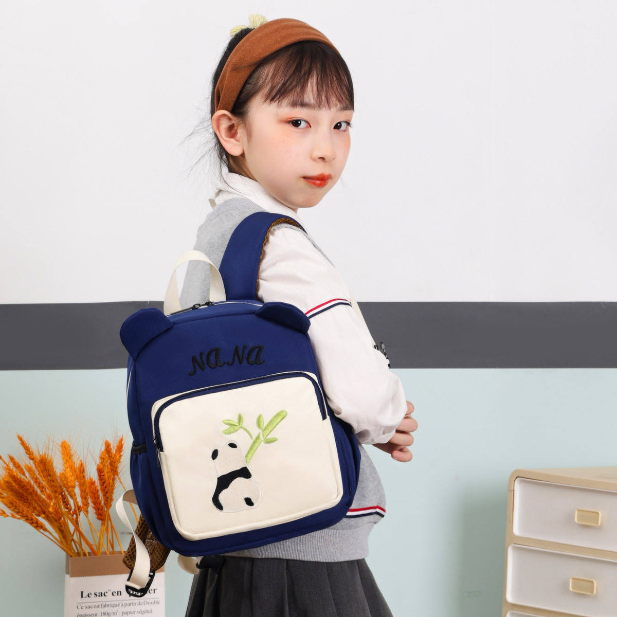 Panda en bambou bleu