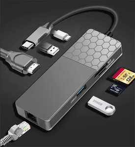 Tip c çok fonksiyonlu USB Hub 7 in 1 USB C için Gigabit Ethernet RJ45 Hub SD/TF kart yuvaları ile çoklu bağlantı adaptörü - Product Image 4