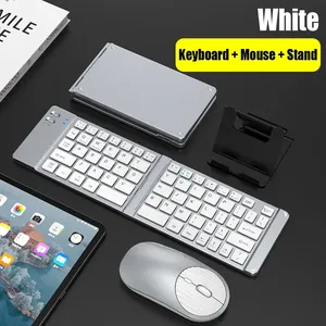 2025 2,4G Mini BT inalámbrico Bluetooth recargable plegable teclado y ratón peine para Windows Android IOS con soporte para teléfono - Product Image 6