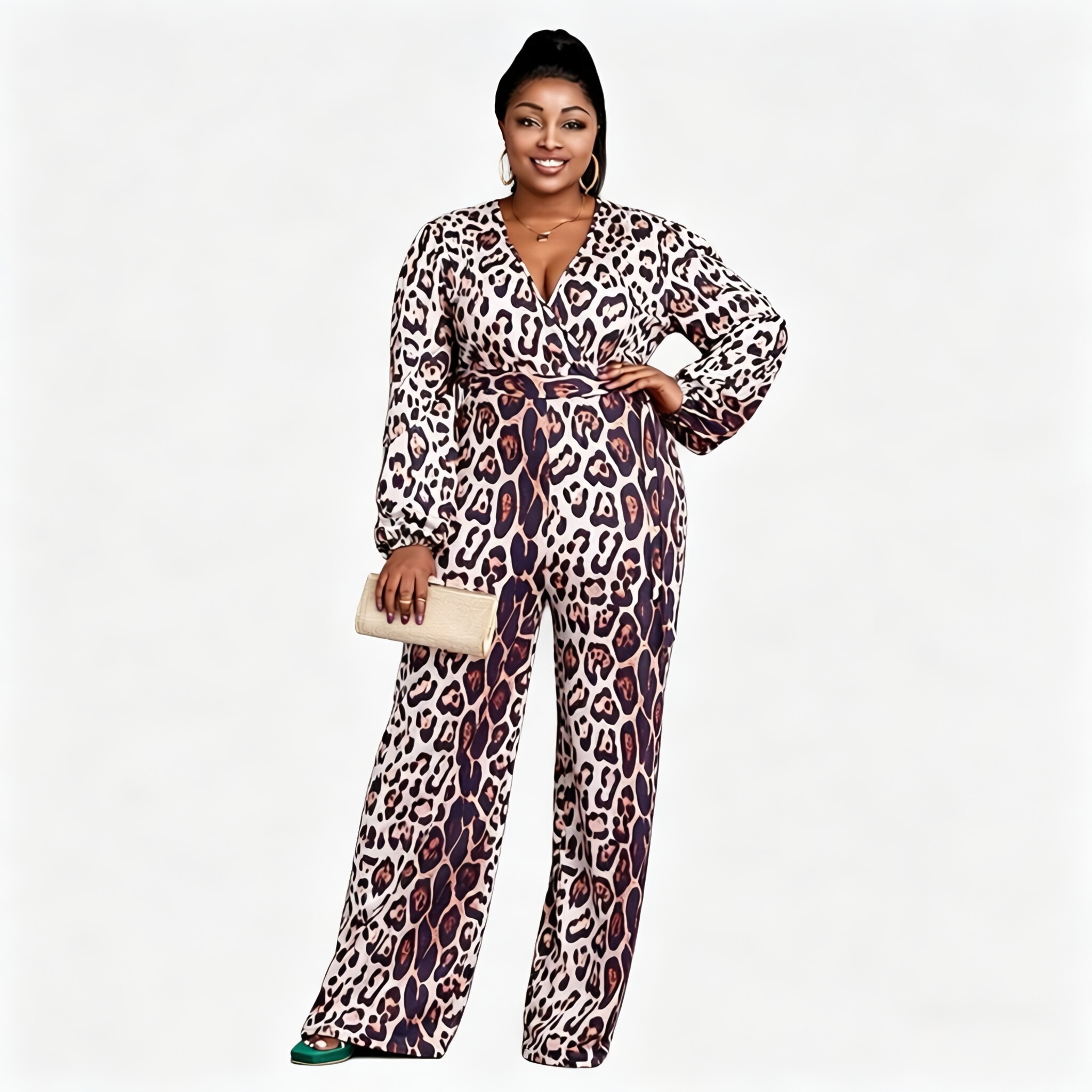 Tuta con stampa leopardata