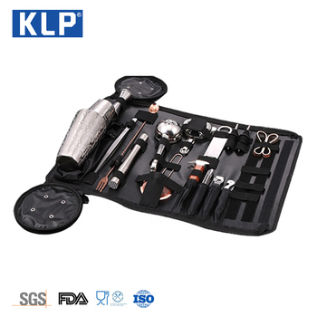 KLP Custom 304 Stainless Steel Cocktail Bartender Kit and Waterproof PVC Bag Bartender Tool Kit Home Bar Set bar accessory