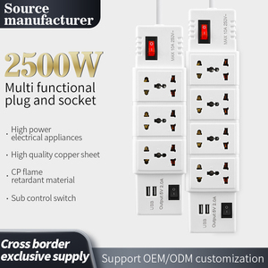 Regleta universal de 8 tomas de corriente con 2 puertos USB Control de interruptor individual Toma de extensión nominal 10A - Product Image 3