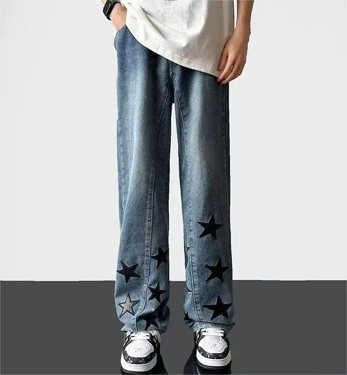 Calça jeans com zíper flexível 100% algodão, calça jeans folgada para patins, shorts jeans personalizados para homens ZY