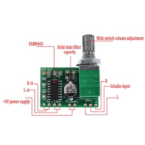 <strong>PAM8403</strong> 5V Power Audio Amplifier Board 2 Channel 3W W Volume Control / USB Power - Product Image 5