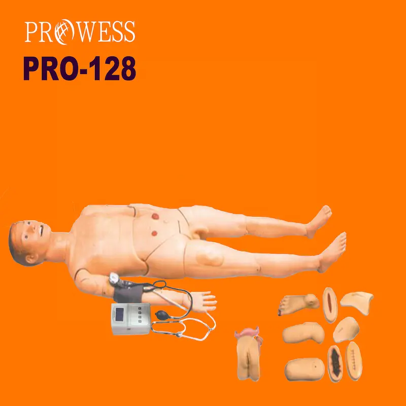 Modelo de entrenamiento profesional de ciencia médica, maniquí de enfermería completamente funcional con simulador de presión arterial, PRO-128