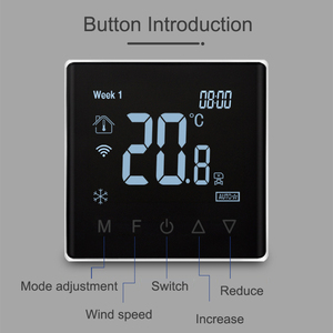 Sistema HVAC, aire acondicionado central, termostato inteligente, control de temperatura, LCD, con control de temperatura
