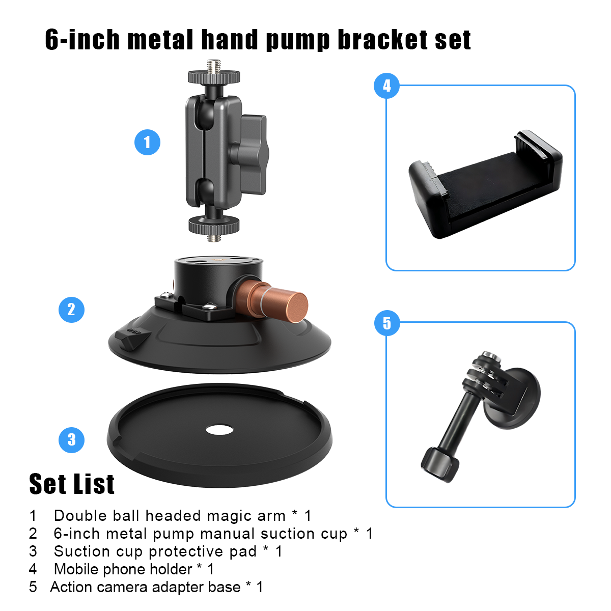 6-inch suction cup + metal handle + stand set