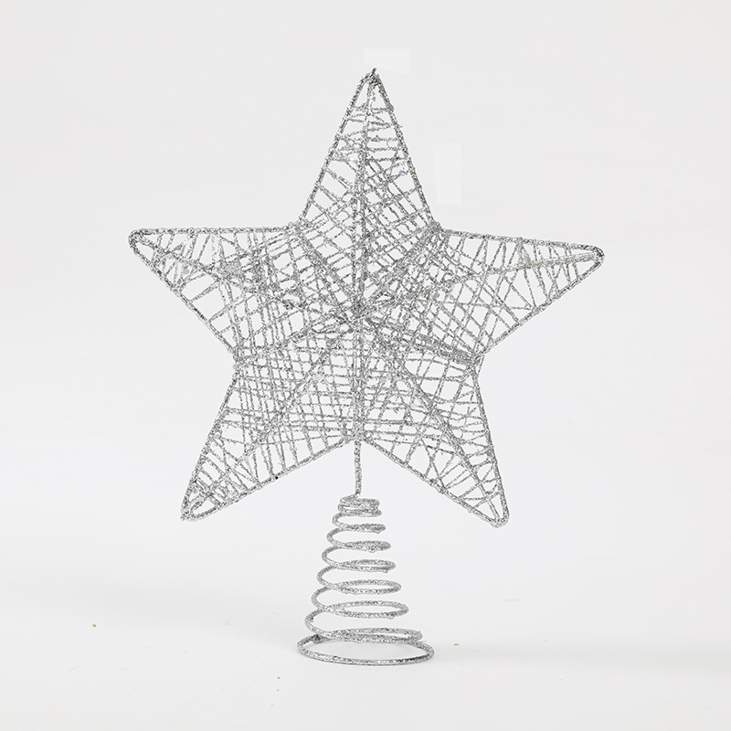 Étoile de sapin ajourée en fer forgé argenté (26 cm)