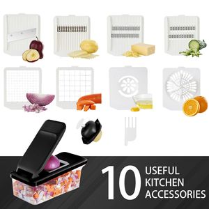 Çok İşlevli 10 1 paslanmaz çelik mutfak dilimleme gıda parçalayıcı sebze kesici mutfak dilimleme ile Dicer konteyner - Product Image 4