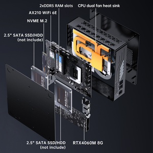 Mini oyun Pc 12TH GEN RTX4060M 8G ayrık grafik Mini Pc çift Ddr5 M.2 Nvme Mini bilgisayar Barebone 8K HTPC WiFi6e BT5.3 - Product Image 4