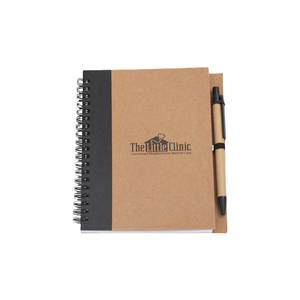 Eco espiral Kraft Notebook Custom Kraft Notebook Giveaway Logo Kraft Tapa dura Diario Notebook A5 con bolígrafo - Product Image 3