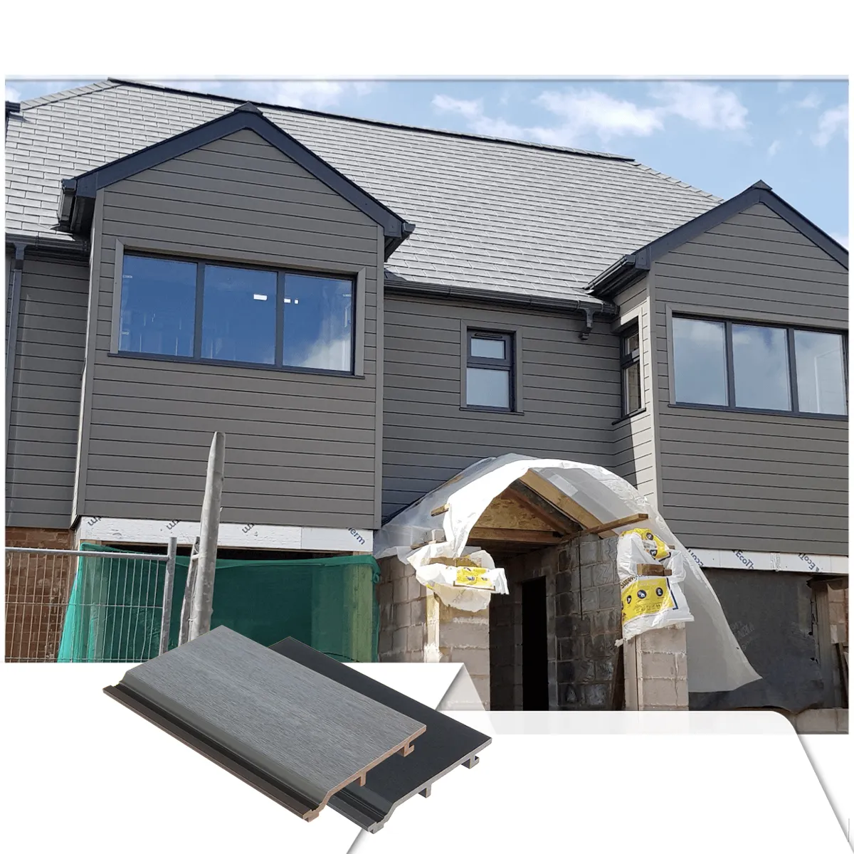 Foju revestimiento de paredes exteriores material sólido resistencia a los rayos UV WPC paneles compuestos de madera plástica