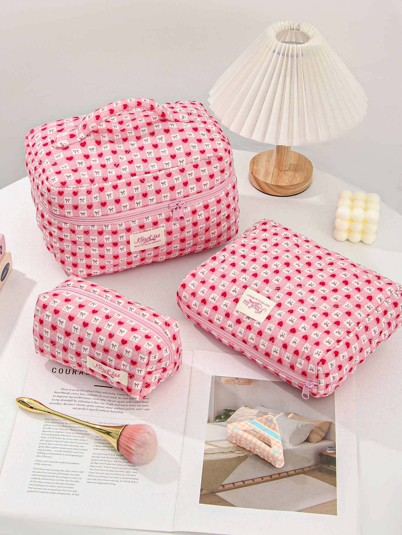 Checkered heart bow