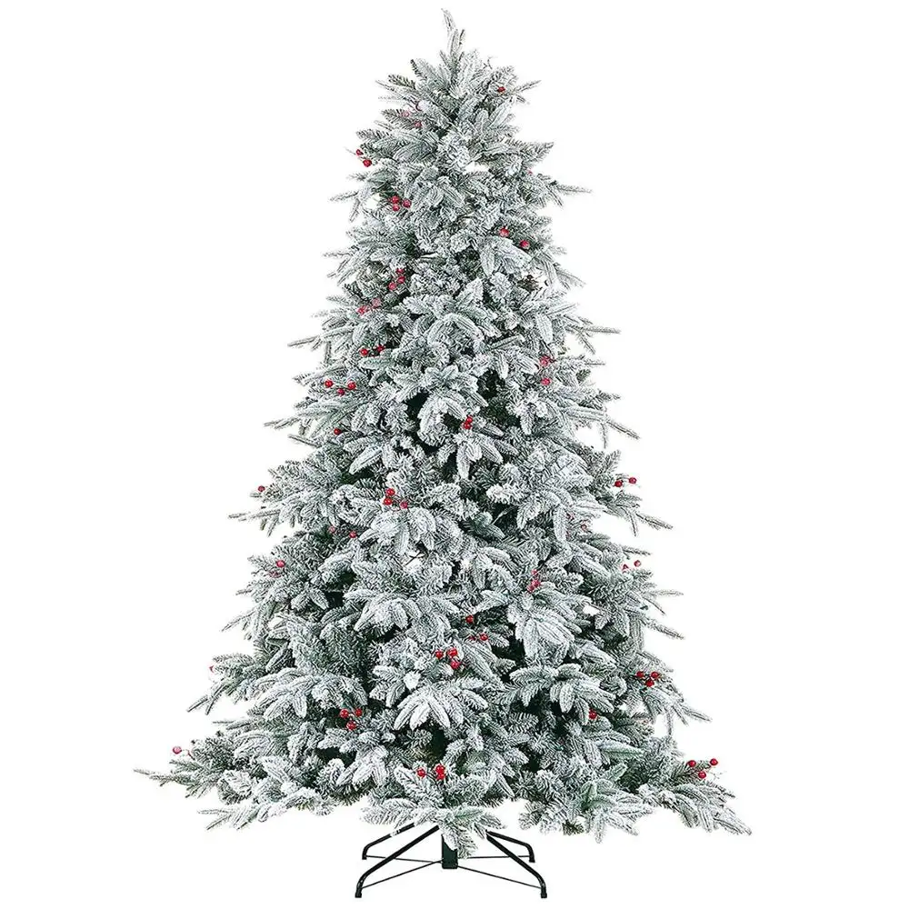 9 Years Factory Artificial Snow Christmas Tree 7.5 feet Pine with LED Lights