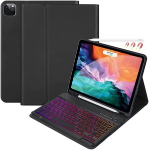 彩色无线背光键盘软TPU皮革铅笔槽防震平板电脑ipad 9.7 10.2 10.5 10.9 11 12.9 - Product Image 1