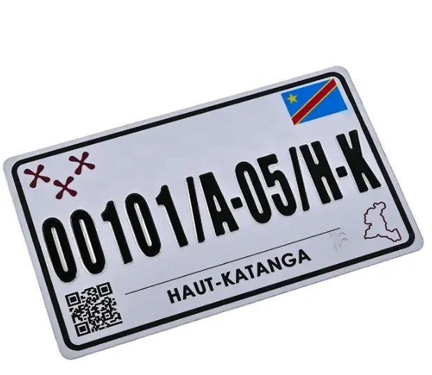 Placa de matrícula de aluminio para motocicleta, grabado en relieve, personalizado