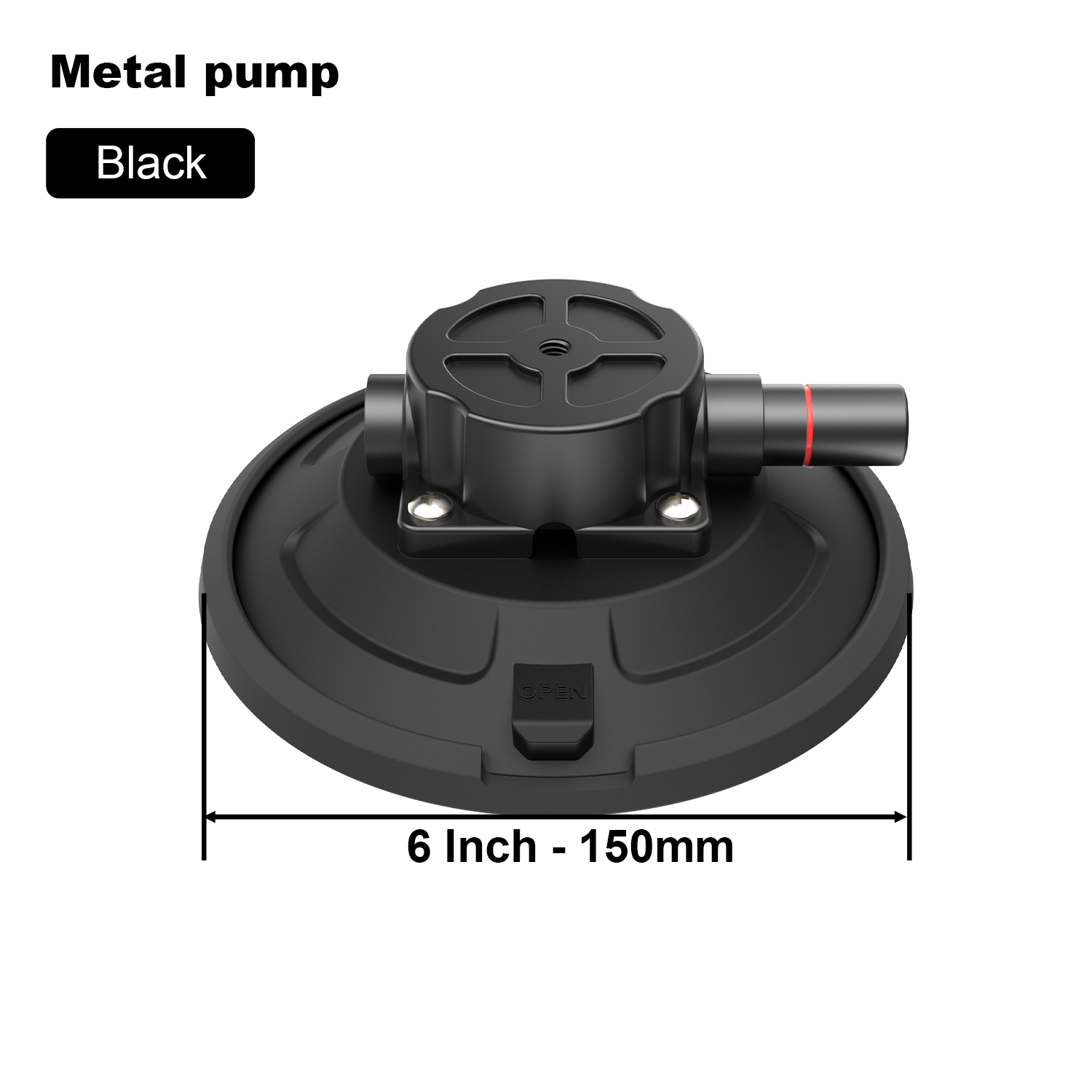 Bomba de metal negro de 6 pulgadas.