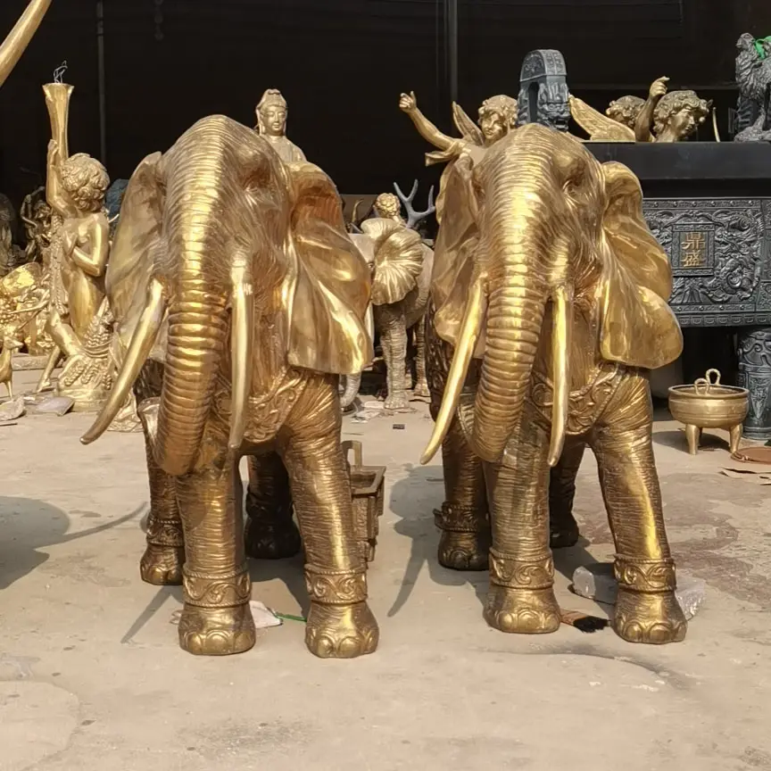Escultura de elefante africano de bronce de decoración de animales al aire libre de gran tamaño