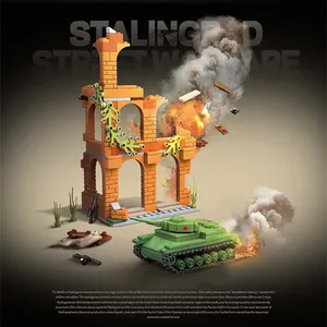 <strong>Soviet</strong> Heroes Generals Army Vehicle Military Tank Building Block Set Educational <strong>Toy</strong> with 3 Soldier Figures in Box Packaging - Product Image 4