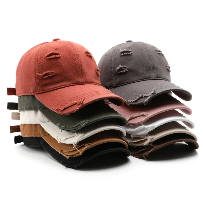 빈티지 씻어 일반 야구 모자 고민 아빠 골프 모자 여러 가지 빛깔의 사용자 정의 찢어진 야구 모자