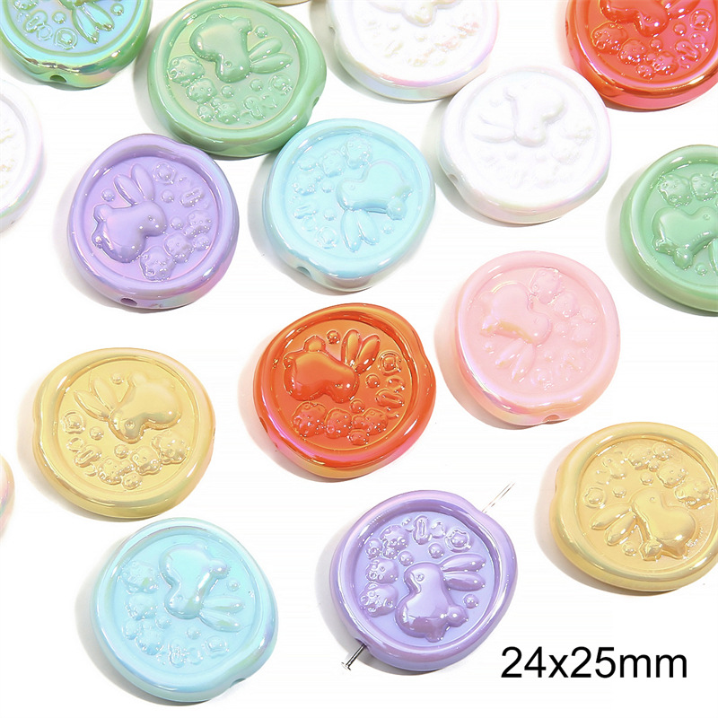 15 perles lapin blanc 24*25mm 10 pièces/paquet