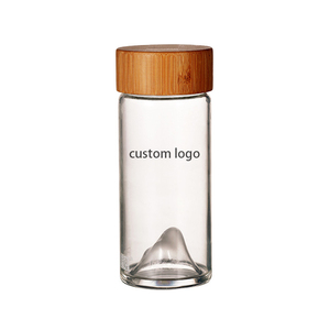 Ahşap kapaklı taşınabilir uzun borosilikat cam su şişesi açık hava etkinlikleri için özel Logo ısıya dayanıklı iş hediyeler - Product Image 6