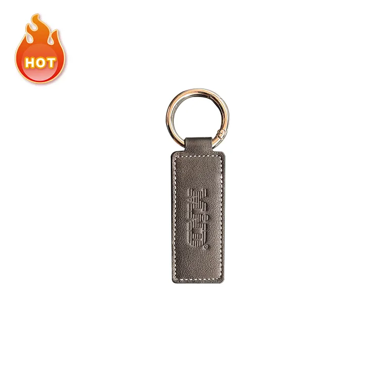 Popular customer logo key tag leather fob with chip