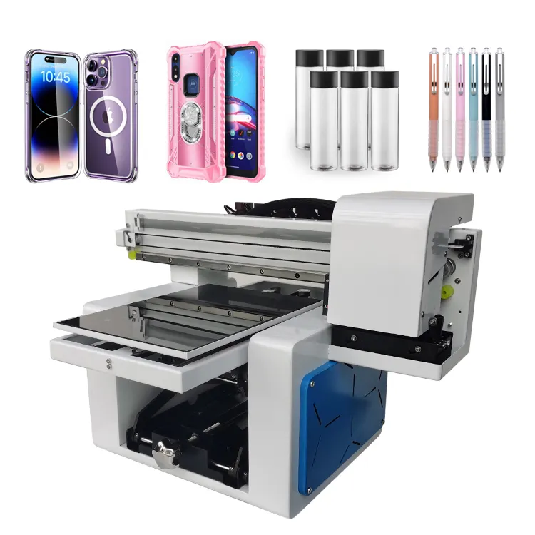 Stampante Uv a 5 colori Digital Uv LED Flatbed Metal Phone Case Bottle Pen Printing Machine