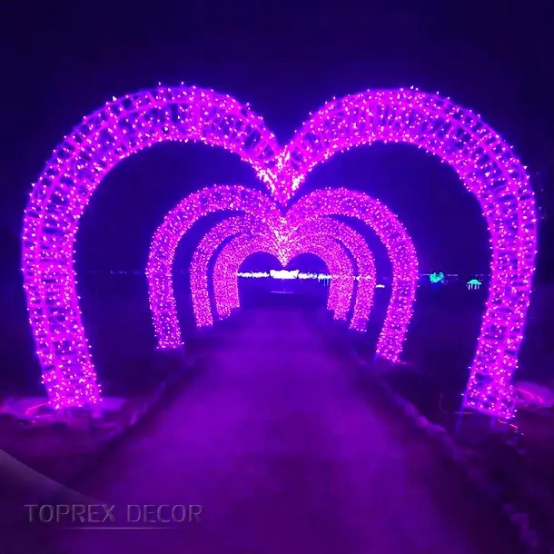 Toprex Matrimonio Decoración Iluminado Metal En Forma De Corazón Marco Boda Metal Arco Soporte Con Luces Led