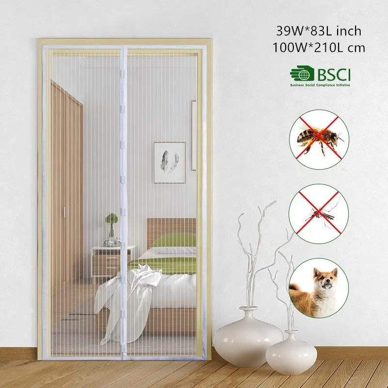 Rideau de porte Anti-moustique magnétique, 96 cm, mains libres, rideaux d'été Anti-moustique, à écran magnétique