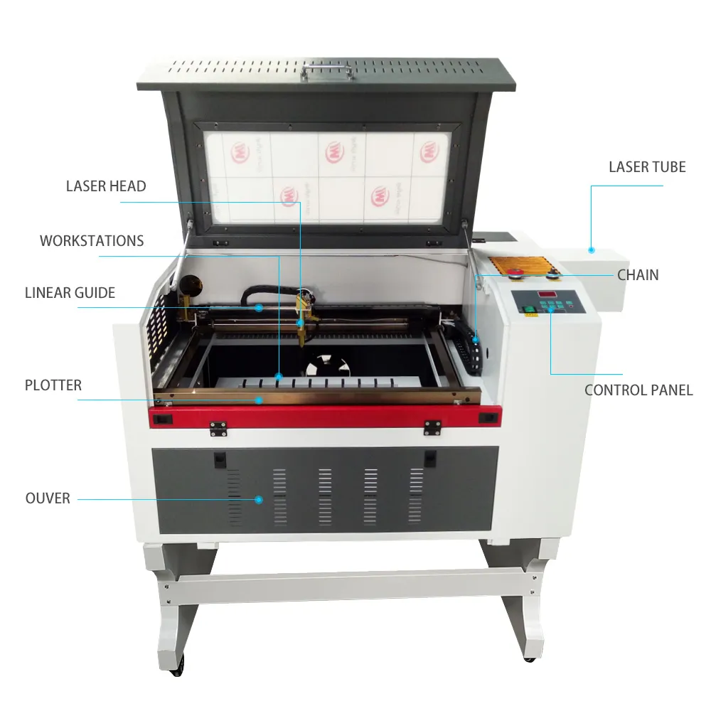 Potable Desktop 4060 60w 80w 3d cristallo acrilico vetro legno Co2 macchina da taglio per incisione Laser per prezzo di taglio