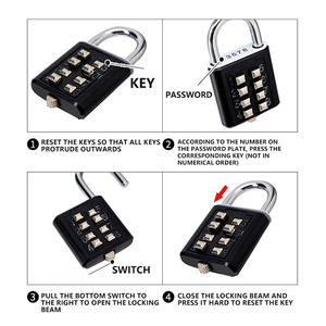 Anahtar kod kilidi metal alaşım anahtar kör kilit 8 haneli kombinasyon push button asma kilit - Product Image 5