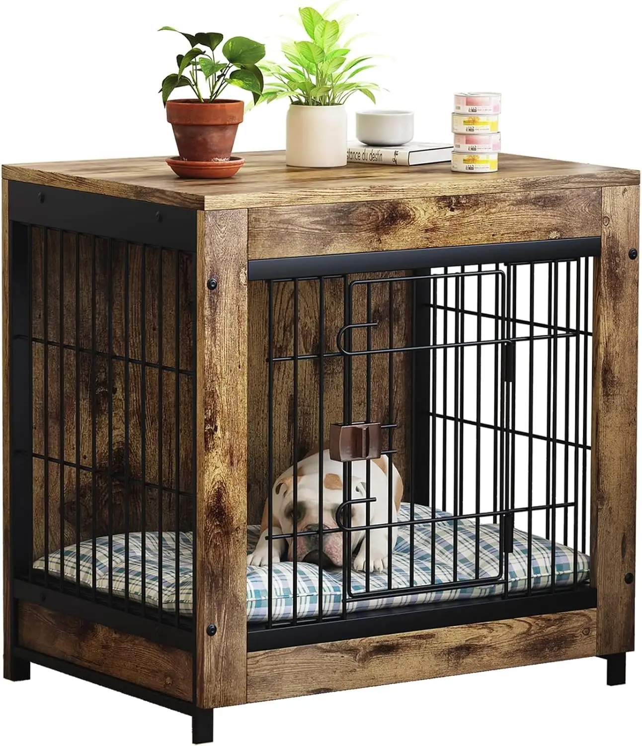 ארגז כלבים רהיטים kennel סיום שולחן מקורה עם כלב עץ מחמד סיטוני