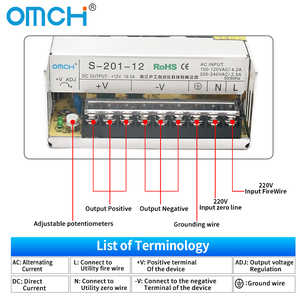 OMCH S-35シリーズAC-DCシングル出力スイッチング電源5V 12V 24V 7A 3A 1.5A 0.73A 240V入力電圧シングル出力SMPS - Product Image 5