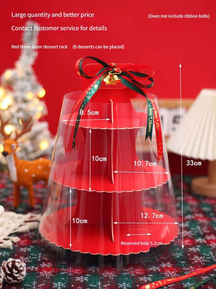Présentoir rouge de dessert (avec un la couverture transparente) 1 ensemble