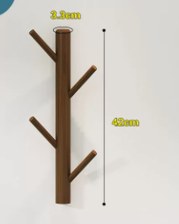 No-Drill Wall Mounted 4-Hook (café marrón)