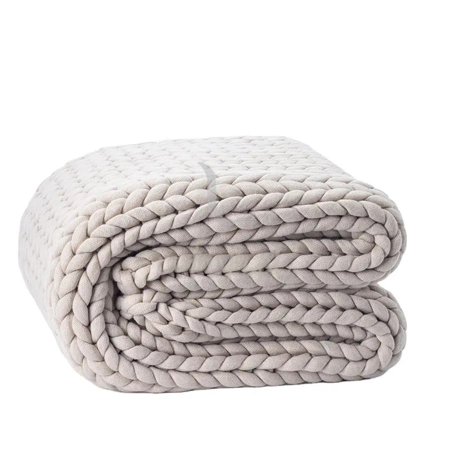 Толстое акриловое вязаное одеяло с поли-наполнителем для украшения дома