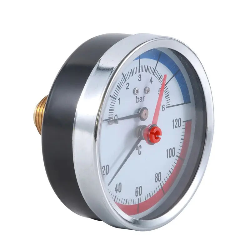 HUBEN Back Entry Thermometer and Pressure Gauge Thermomanometer 120C 1/2" BSP 63mm Dial