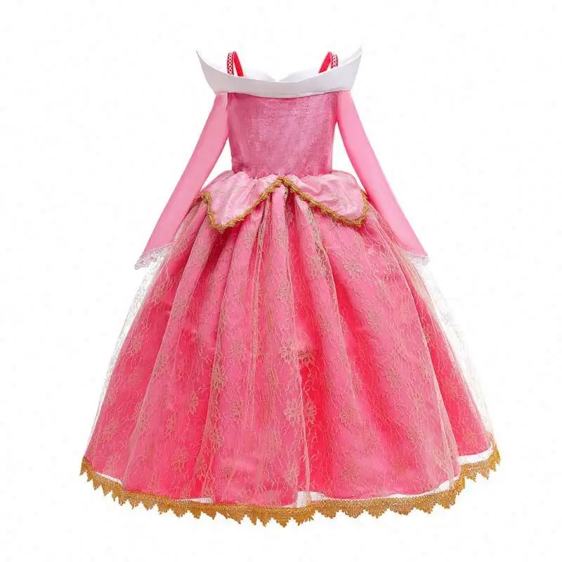 2024 فستان الأميرة البنت، زي الأميرة النائمة وردي للبنات 3-10 سنوات