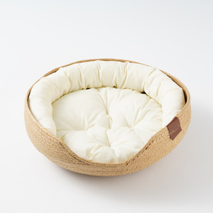 Köpekler için çıkarılabilir yastık ile yavru yuvarlak küçük dokuma saman kedi yatak için el yapımı doğal beşik - Product Image 6