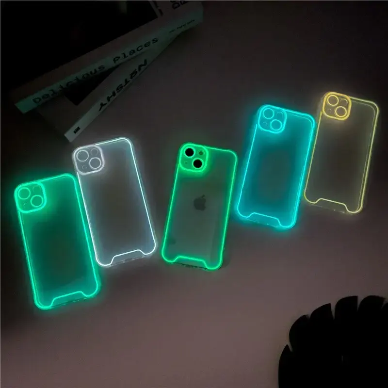 Nachtlicht Luminous Silicone Soft Case für IPhone 14 Plus 13 12 11 Pro Max XS XR X 14Pro 13Pro 14 Plus IPhone14 i14 Rückseite