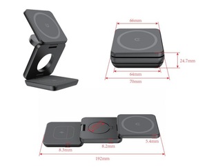 Yeni 3 in 1 katlanabilir manyetik kablosuz şarj istasyonu için uygun tasarlanmış iPhone 15 Pro Max - Product Image 4