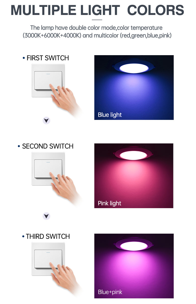 High brightness CCT 3000K 4000K 6000K downlight lamp commercial downlight 7W 9W recessed led downlight fixture for project